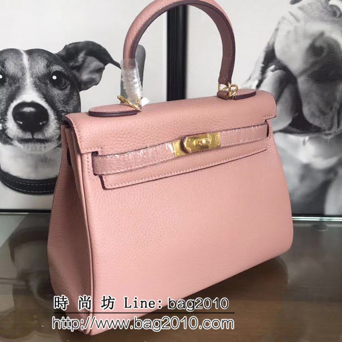 愛馬仕Hermes 頭層牛皮荔枝紋凱莉包 時尚手提包 0AM1149